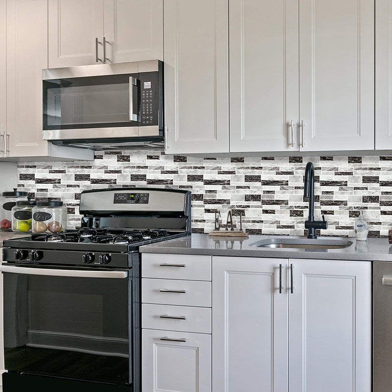 Farmhouse Faux Marble Brick Wallpapers Grey Mosaics Wall Covering, Pick Up Sticks Clearhalo 'Country wall decor' 'Rustic' 'Wallpaper' Wall Decor' 1617370