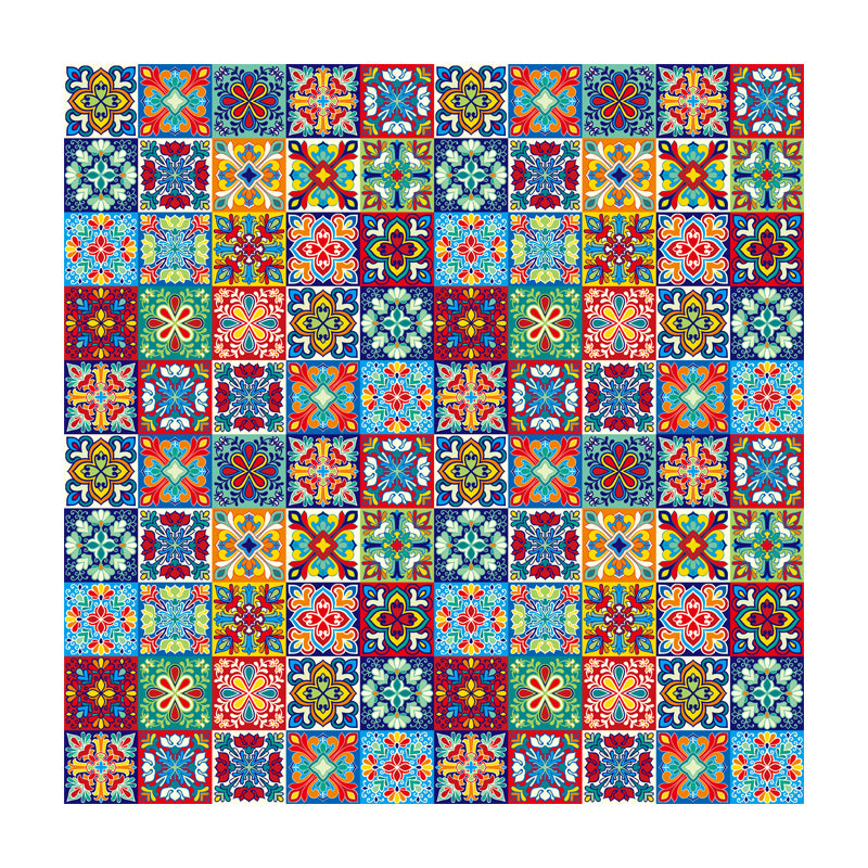 Bright Adhesive Bohemian Wallpaper Panels for Kitchen, Blue and Purple, Easy to Remove Clearhalo 'Wall Decor' 'Wallpaper' 1617915