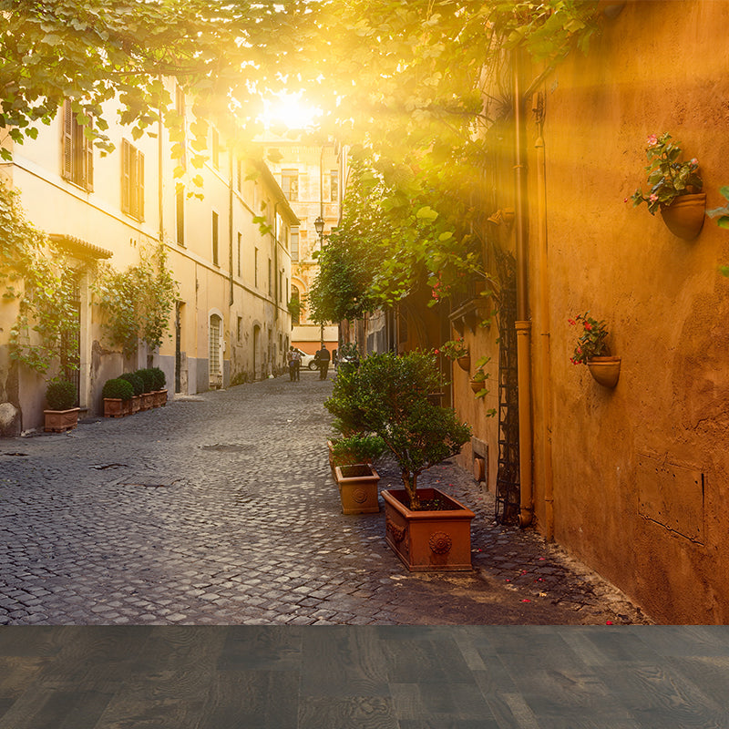 Stain Resistant Sunny Town Mural Non-Woven Texture Modern Wall Decor for Girls Room Clearhalo 'Wall Decor' 'Wall Mural' 1617962