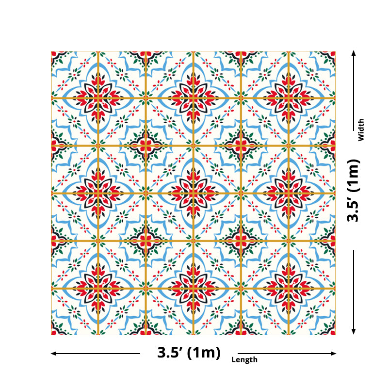 Quatrefoil Floral Print Wallpapers Bohemian Stick On Restroom Wall Covering, 3.5' x 3.5" Clearhalo 'Wall Decor' 'Wallpaper' 1618201