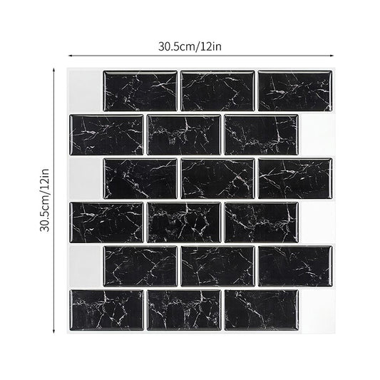 Black Marble Brick Wallpaper Panels Self Adhesive Country Style Kitchen Wall Covering Clearhalo 'Country wall decor' 'Rustic' 'Wallpaper' Wall Decor' 1618486