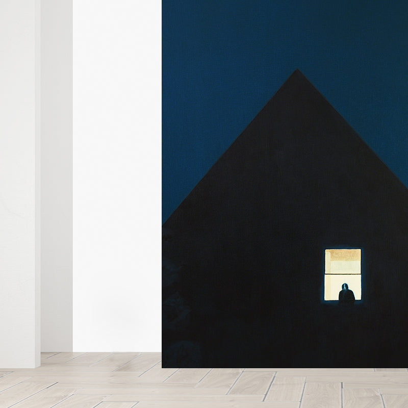 Modern Art Window Mural Non-Woven Stain Resistant Blue Wall Decor for Living Room Clearhalo 'Wall Decor' 'Wall Mural' 1619023