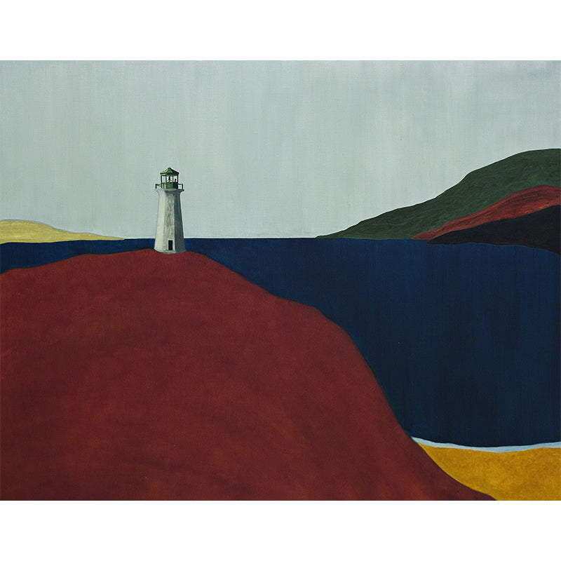 Modern Aesthetics Lighthouse Wall Mural Red Decorative Wall Covering for Dining Room Clearhalo 'Wall Decor' 'Wall Mural' 1619034