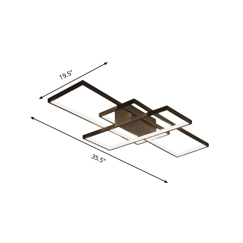 35.5"/43" Wide Black/White 3-Rectangle Ceiling Light Modern LED Acrylic Semi Flush Mount Light in Warm/White Light Clearhalo 'Ceiling Lights' 'Close To Ceiling Lights' 'Close to ceiling' 'Semi-flushmount' Lighting' 162221