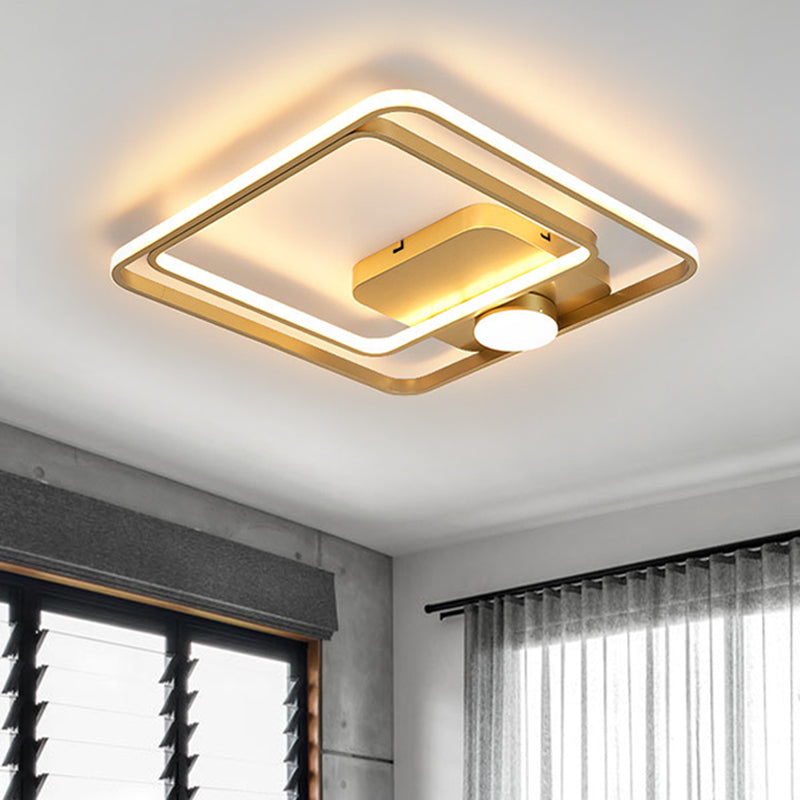 16"/19.5" W Square Ceiling Light Modern Style Metallic Black/Gold LED Flush Mount Lighting Fixture Clearhalo 'Ceiling Lights' 'Close To Ceiling Lights' 'Close to ceiling' 'Semi-flushmount' Lighting' 1623428