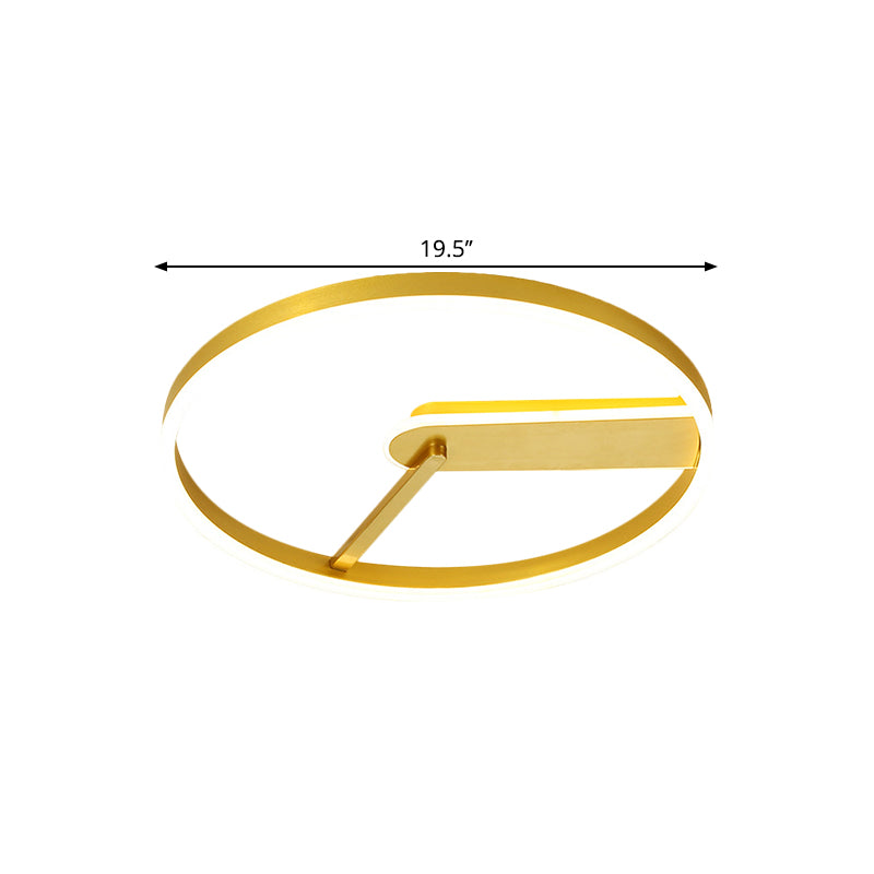 Simplicity LED Flush Mount Lamp Gold Round Ceiling Flush with Metallic Shade in Warm/White Light, 16"/19.5" Wide Clearhalo 'Ceiling Lights' 'Close To Ceiling Lights' 'Close to ceiling' 'Flush mount' Lighting' 1623545