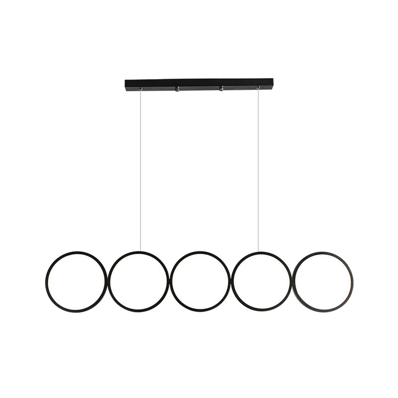 31.5"/39.5" W Rings Suspension Lamp Minimalist Metallic LED Black Island Lighting Ideas in Warm/White Light Clearhalo 'Ceiling Lights' 'Island Lights' Lighting' 1623703