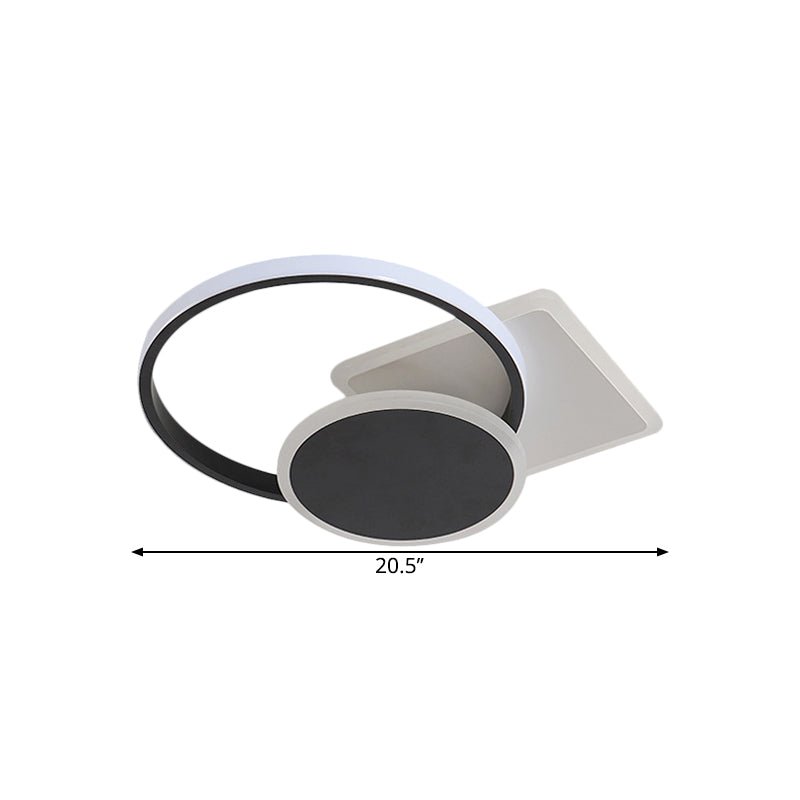 Acrylic Circular and Square Flush Mount Simple Style LED Black Ceiling Lamp in Warm/White Light, 16.5"/20.5" Width Clearhalo 'Ceiling Lights' 'Close To Ceiling Lights' 'Close to ceiling' 'Semi-flushmount' Lighting' 1623761