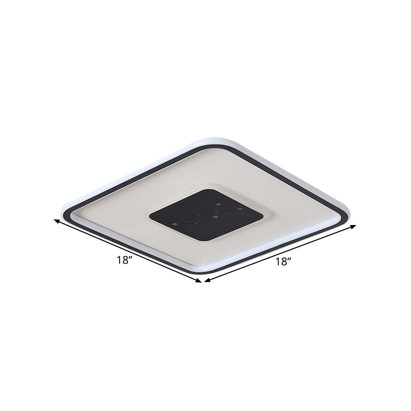 LED Bedroom Flush Mount Lighting Minimalism Black Ceiling Flush with Squared Acrylic Shade in Warm/White/3 Color Light Clearhalo 'Ceiling Lights' 'Close To Ceiling Lights' 'Close to ceiling' 'Flush mount' Lighting' 1623831