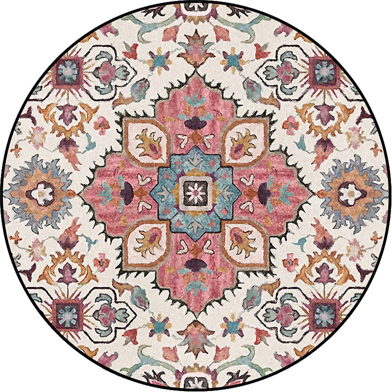 Pink Moroccan Rug Polyester Medallion Print Rug Washable Non-Slip Backing Carpet for Living Room Clearhalo 'Area Rug' 'Moroccan' 'Rugs' Rug' 1624249