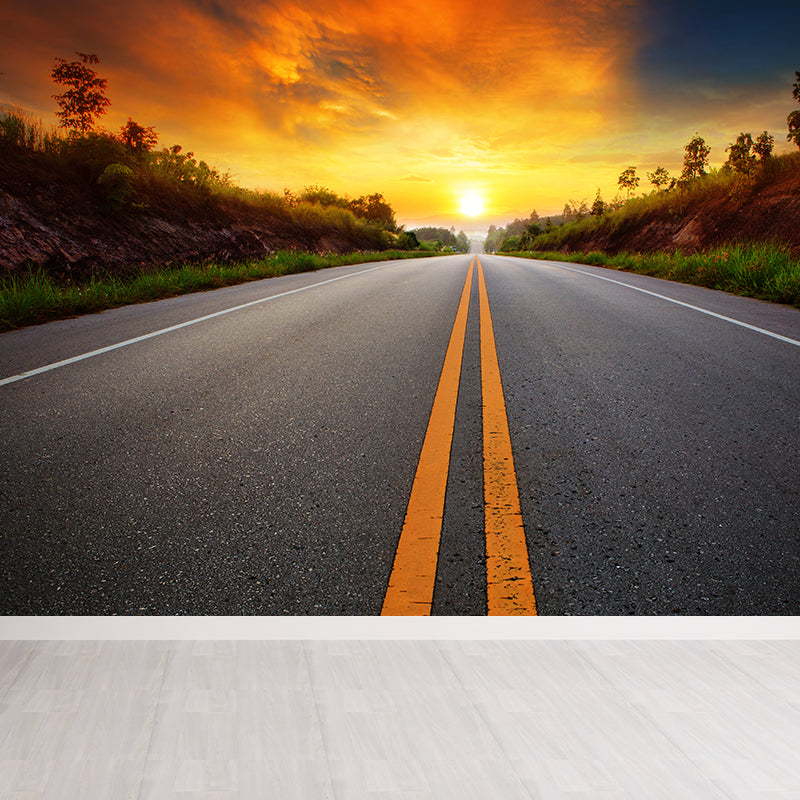 Modern Express Way Mural Non-Woven Stain Resistant Light Color Wall Art for Living Room Grey Clearhalo 'Wall Decor' 'Wall Mural' 1627243