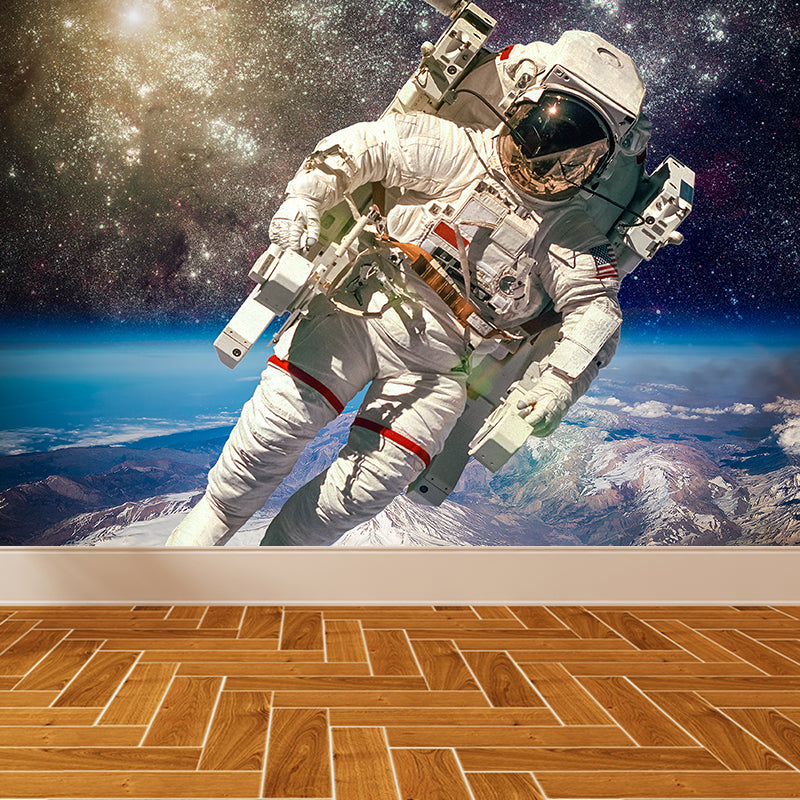 Photography Style Planet Wall Mural for Living Room, Blue, Custom Size Available Blue Design 2 Clearhalo 'Wall Decor' 'Wall Mural' 1627283