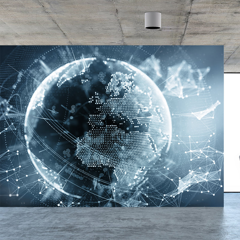 Illustration Style Abstract Mural Decal for Living Room, Dark Color, Personalise White Clearhalo 'Wall Decor' 'Wall Mural' 1627323