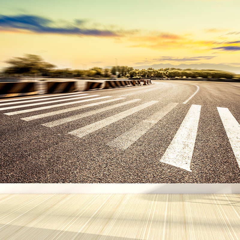 Highway Mural Wallpaper Light Color Contemporary Wall Covering for Girls Bedroom Clearhalo 'Wall Decor' 'Wall Mural' 1627373