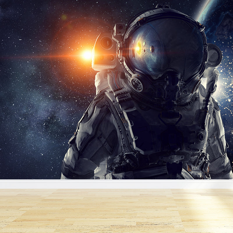 Dark Gray Astronaut Mural Wallpaper Stain-Proofing Wall Covering for Dining Room Dark Gray Design 4 Clearhalo 'Wall Decor' 'Wall Mural' 1628008