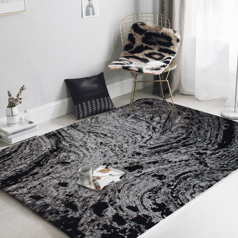 Modern Living Room Rug in Black Abstract Painting Print Rug Polyester Pet  Friendly Area Rug - Clearhalo
