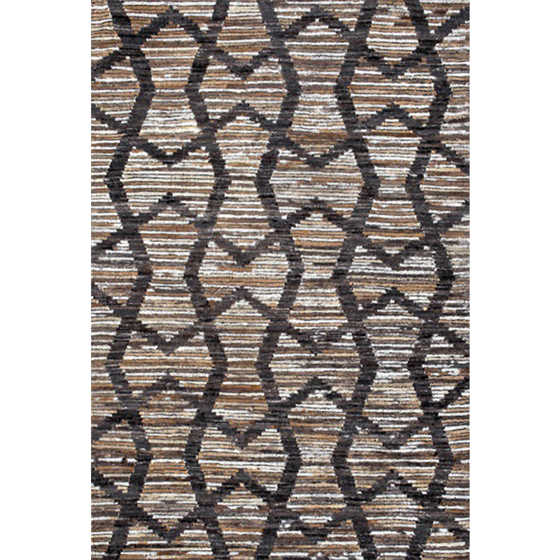 Brown Bedroom Rug Novelty Geometry Stripe Wave Pattern Area Rug Polyester Anti-Slip Backing Carpet Clearhalo 'Area Rug' 'Rug' 1636784