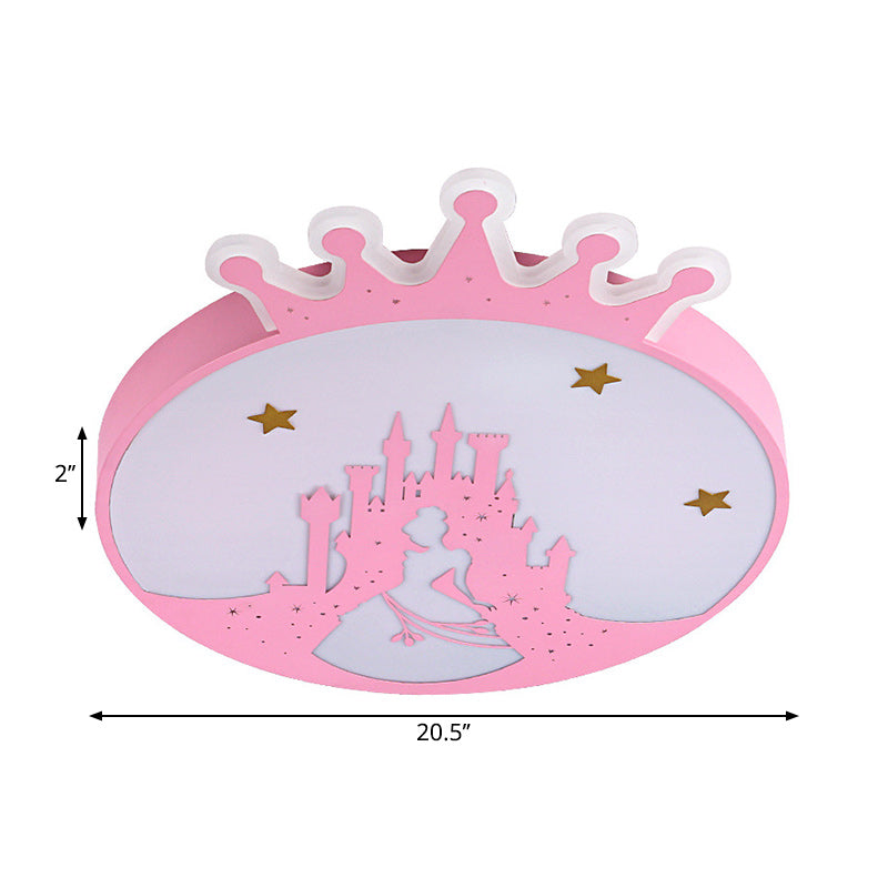 Acrylic Round Ceiling Light Fixture Contemporary LED Pink Flush Ceiling Light with Princess Pattern Clearhalo 'Ceiling Lights' 'Close To Ceiling Lights' 'Close to ceiling' 'Flush mount' Lighting' 1636931