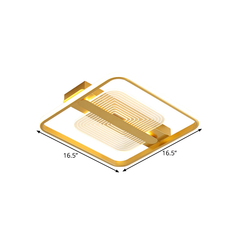 Metallic Square Frame Ceiling Flush Modern LED Gold Flush Mount Lamp in Warm/White Light, 16.5"/20.5" Width Clearhalo 'Ceiling Lights' 'Close To Ceiling Lights' 'Close to ceiling' 'Flush mount' Lighting' 1636979