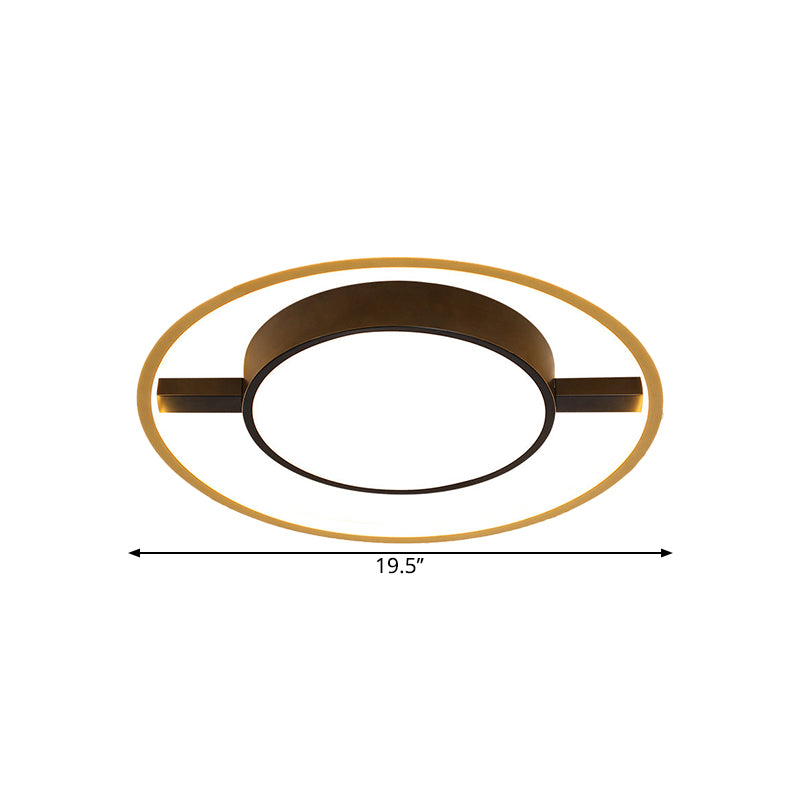 Ring and Drum Ceiling Lighting Nordic Metallic LED Black Flush Mount Lamp in Warm/White Light, 16"/19.5"/23.5" W Clearhalo 'Ceiling Lights' 'Close To Ceiling Lights' 'Close to ceiling' 'Flush mount' Lighting' 1637077