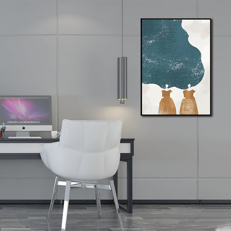 Fashion Lady Wall Art Decor Pastel Color Modern Style Canvas Print for Living Room Green Clearhalo 'Arts' 'Canvas Art' 1638331