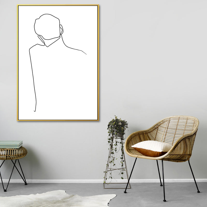 Dancing Girl Charcoal Drawings Painting Scandinavian Style Canvas Wall Art Decor White Design 2 Clearhalo 'Arts' 'Canvas Art' 1638387