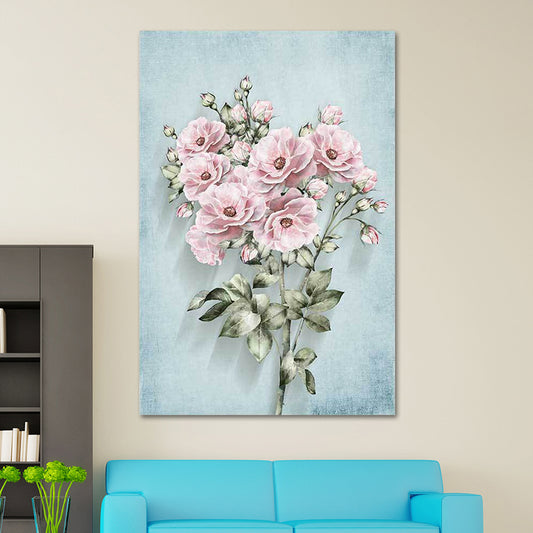 Blossoming Flower Wall Decor Rustic Beautiful Bouquet Canvas Art in Green and Pink Green Design 1 Clearhalo 'Art Gallery' 'Canvas Art' 'Country Art Gallery' 'French Country' 'Rustic' Arts' 1639408