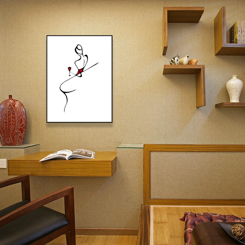 Character Portrait Canvas for Girls Bedroom Charcoal Drawings Wall Art Decor, Multiple Sizes White Design 2 Clearhalo 'Arts' 'Canvas Art' 1639450