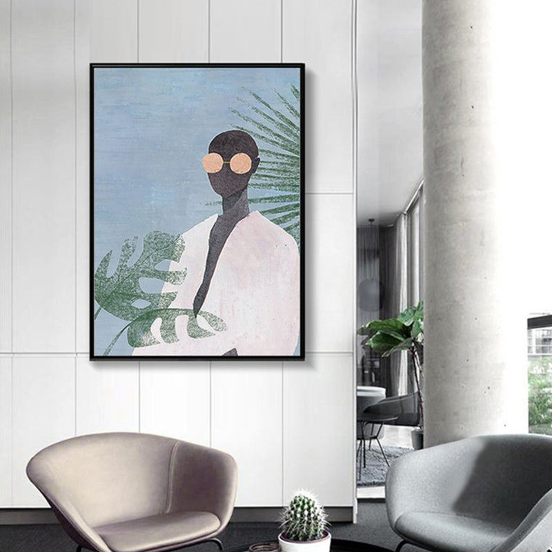 Fashion Model Wall Art Nordic Stylish Figure Portrait Canvas Print in Soft Color White Clearhalo 'Arts' 'Canvas Art' 1639464