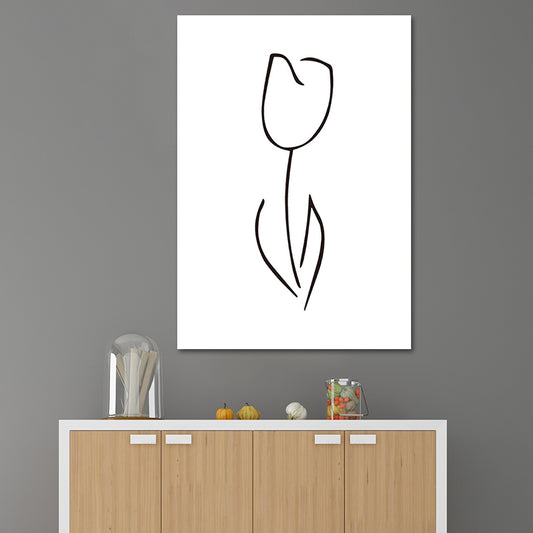 Minimalism Style Flower Wall Decor Canvas Textured White Painting for Guest Room Clearhalo 'Art Gallery' 'Canvas Art' 'Contemporary Art Gallery' 'Contemporary Art' 'Minimalism' 'Minimalist Art Gallery' 'Scandinavian' Arts' 1639578