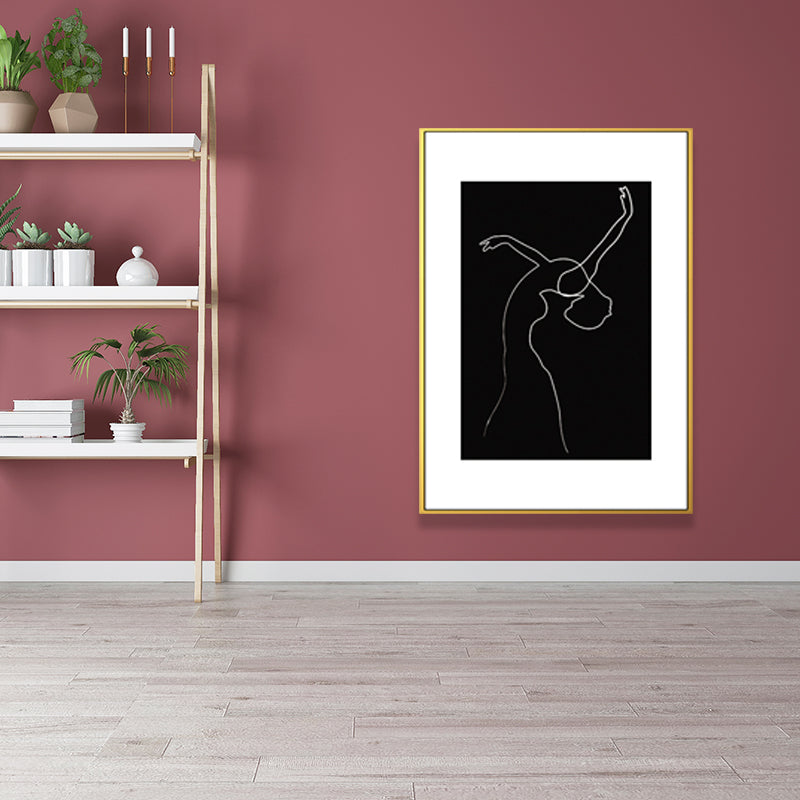 Dancing Girl Portrait Painting for Girls Bedroom in White, Multiple Sizes Available Black Clearhalo 'Arts' 'Canvas Art' 1639891