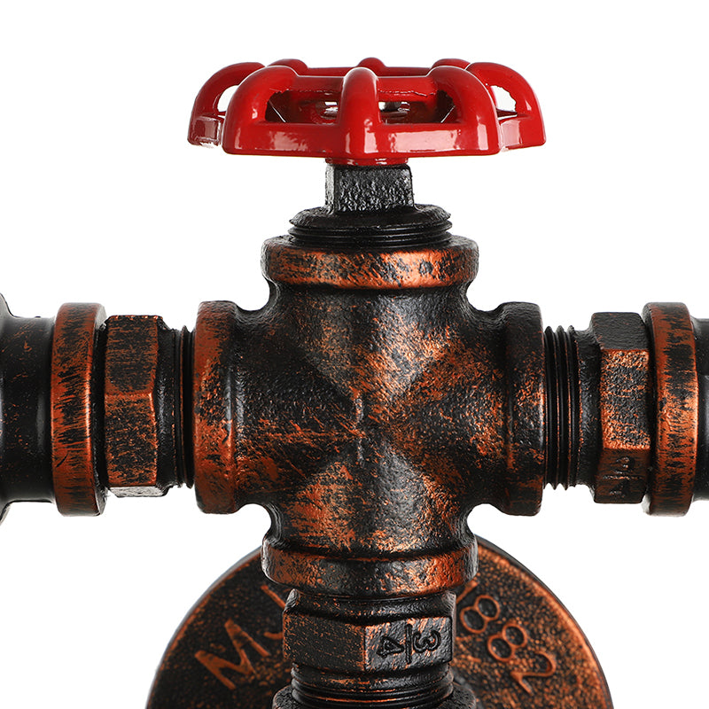 2 Lights Sconce Lighting Warehouse Style Open Bulb Metal Wall Lamp with Water Valve in Dark Rust for Living Room Clearhalo 'Art deco wall lights' 'Cast Iron' 'Glass' 'Industrial wall lights' 'Industrial' 'Middle century wall lights' 'Modern' 'Rustic wall lights' 'Tiffany' 'Traditional wall lights' 'Wall Lamps & Sconces' 'Wall Lights' Lighting' 164019