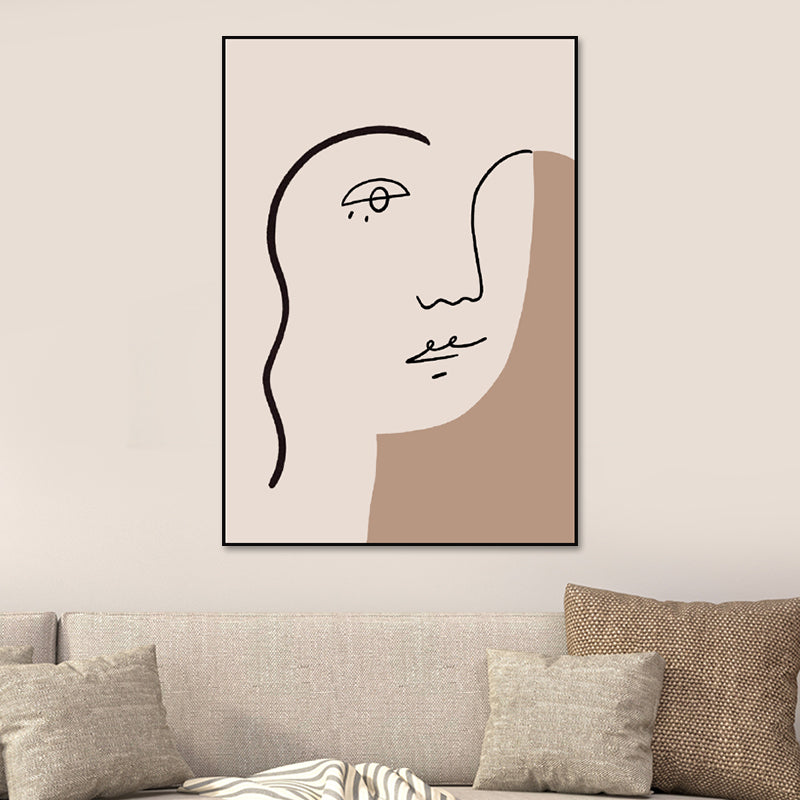 Character Portrait Wall Decor In Light Color Nordic Style Painting for Dining Room White Clearhalo 'Arts' 'Canvas Art' 1640454