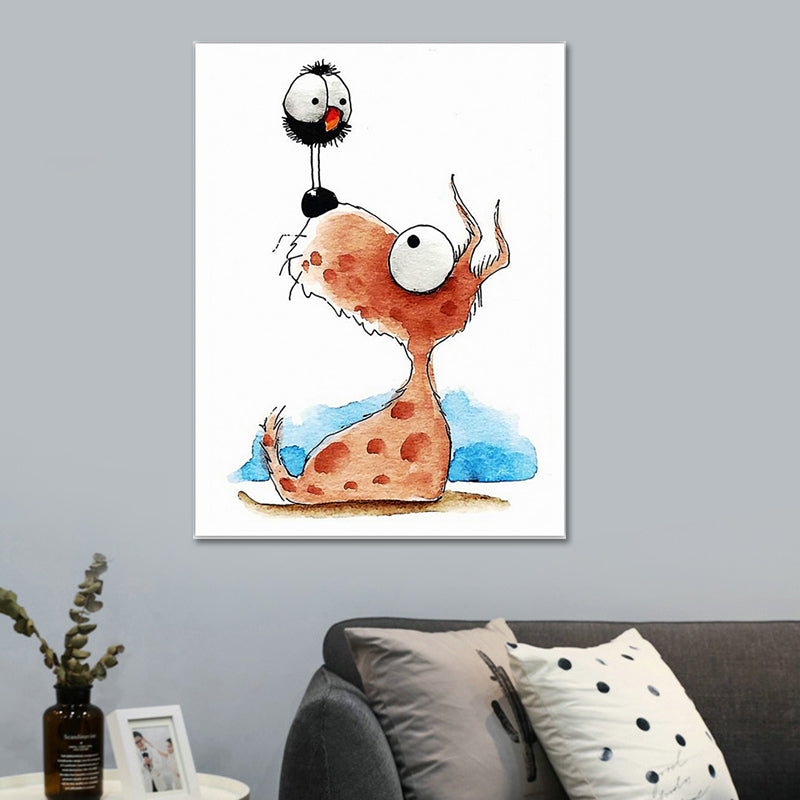 Textured Pet Painting Wall Decoration Canvas Cartoon Wall Art for Kids Bedroom Clearhalo 'Art Gallery' 'Canvas Art' 'Kids' Arts' 1640824