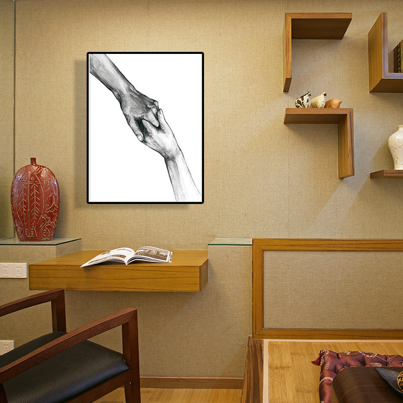 Scandinavian Two Hands Portrait Painting White Kitchen Backsplash Wall Art Print White Design 2 Clearhalo 'Arts' 'Canvas Art' 1640934