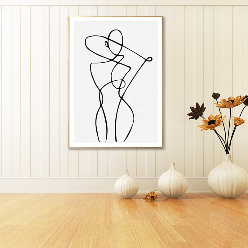 Hugging Figures Charcoal Drawings Painting Scandinavian Style Canvas Wall Art Print Clearhalo 'Arts' 'Canvas Art' 1641503