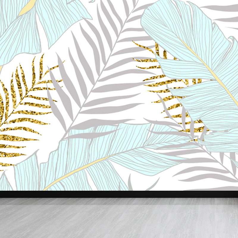 Huge Botanical Leaves Mural Wallpaper Washable Tropical Living Room Wall Covering Grey Clearhalo 'Wall Decor' 'Wall Mural' 1646480