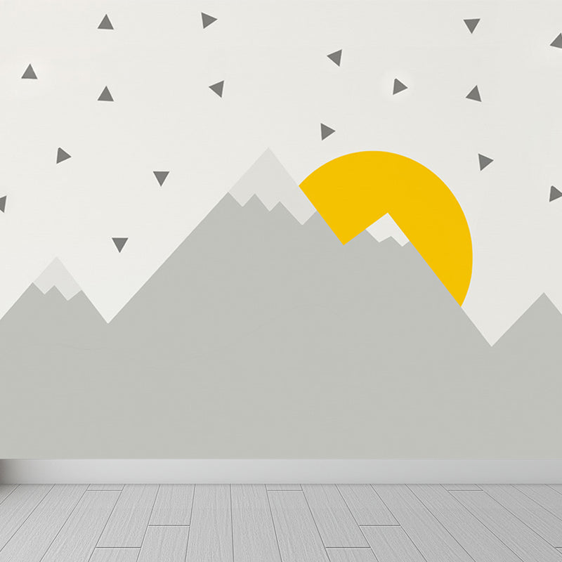 Stain Resistant Cartoon Print Mural Non-Woven Children's Art Wall Decor for Kids Room Grey Clearhalo 'Wall Decor' 'Wall Mural' 1646580