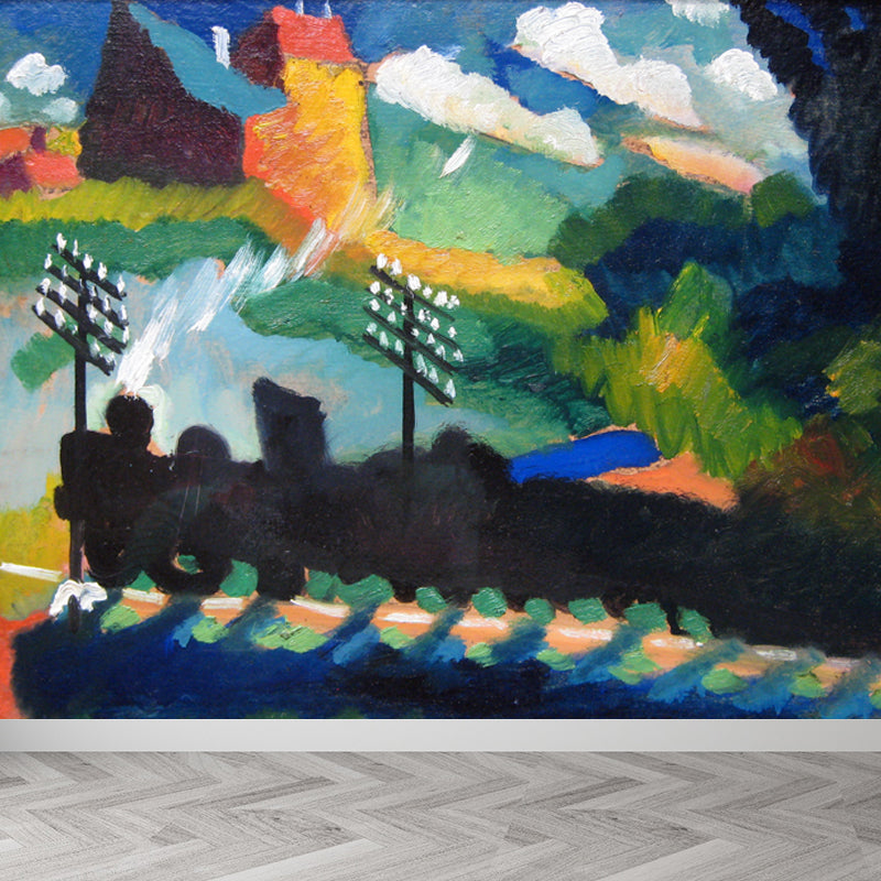 Rural Scene Mural Decal Contemporary Art Decorative Playroom Wall Covering, Custom Printed Green Design 4 Clearhalo 'Wall Decor' 'Wall Mural' 1646745