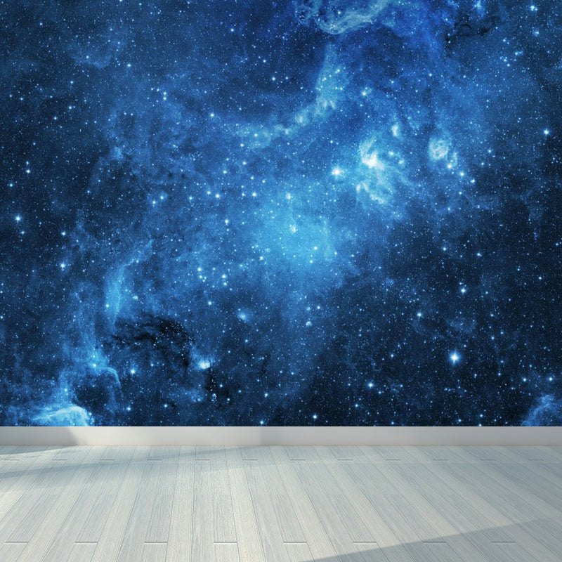 Giant Modern Mural Decal in Blue Night Sky Constellations Wall Covering, Customised Blue Design 1 Clearhalo 'Wall Decor' 'Wall Mural' 1647134