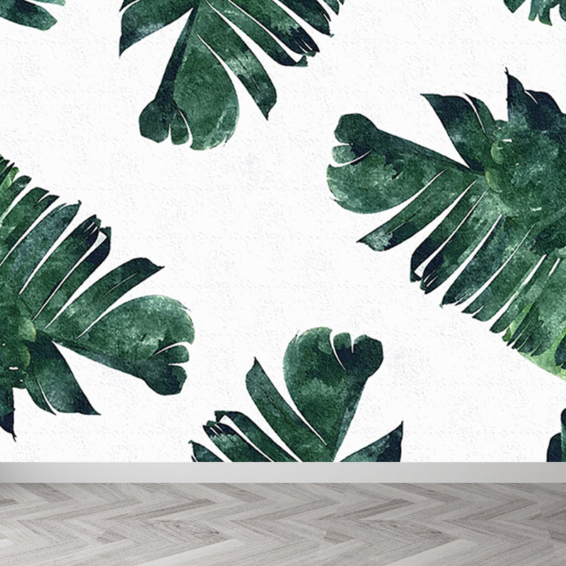 Light Color Diverse Leaves Mural Moisture Resistant Tropical Living Room Wall Covering Army Green Clearhalo 'Wall Decor' 'Wall Mural' 1647154