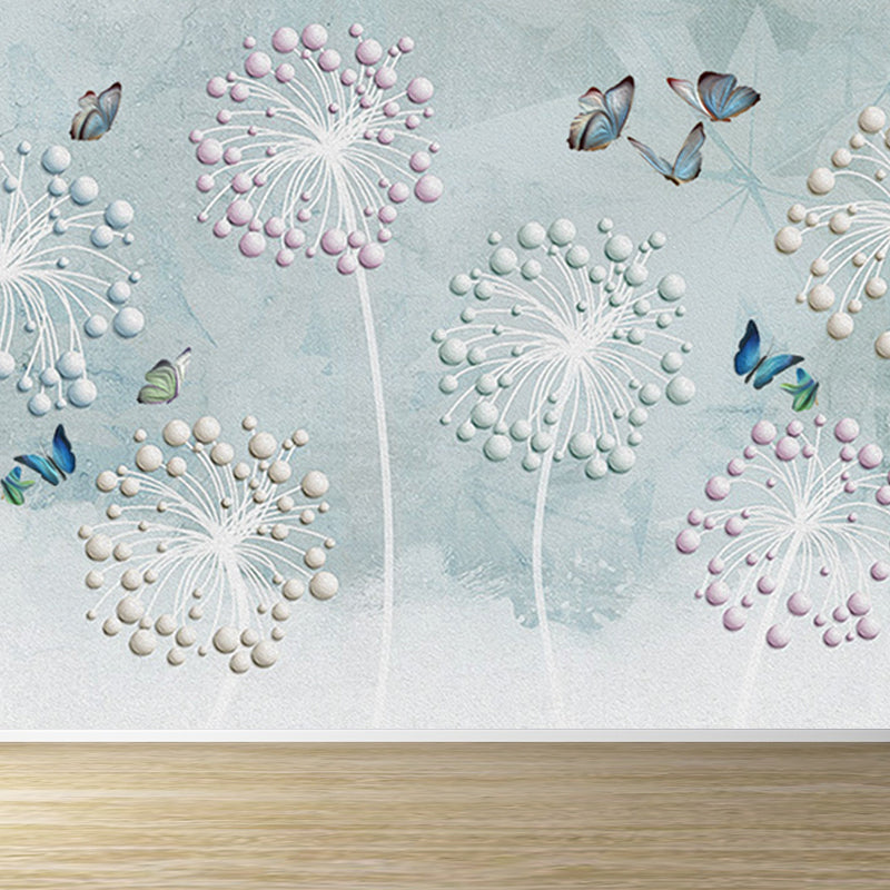 Whole Dandelion Mural Pastel Color Non-Woven Wall Art for Indoor Decor, Personalised Blue Clearhalo 'Wall Decor' 'Wall Mural' 1647695