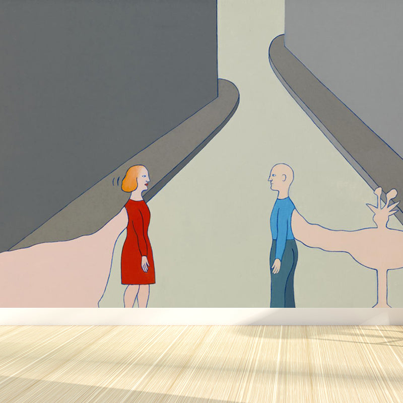 Novelty Figure View Mural Wallpaper Contemporary Art Non-Woven Cloth Wall Covering Grey Design 2 Clearhalo 'Wall Decor' 'Wall Mural' 1647883