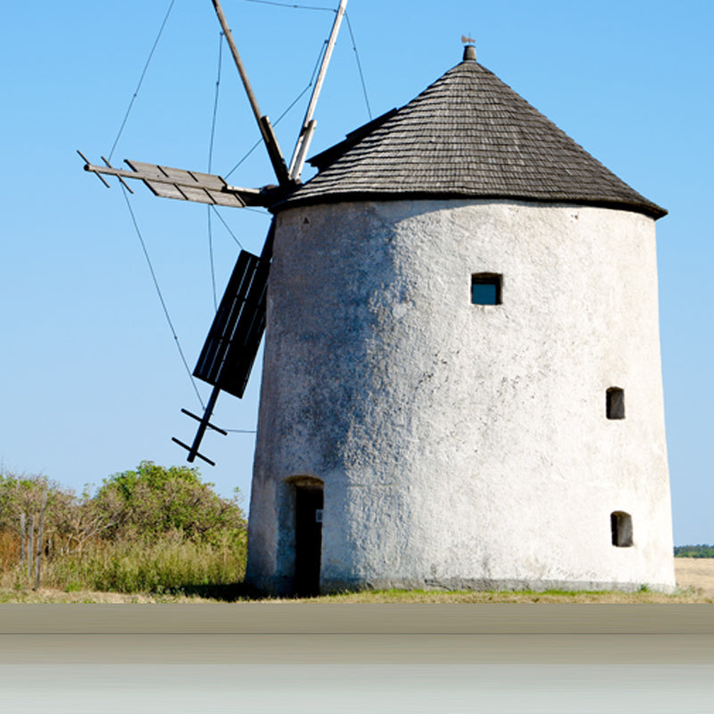 Giant Contemporary Wall Mural in Blue Windmill and Sky Scene Wall Decor, Custom Printed Blue Design 3 Clearhalo 'Wall Decor' 'Wall Mural' 1648108