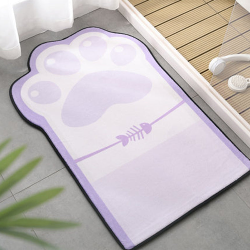 Kids Child's Room Irregular Rug in Pink and Purple Animal Paw Bow Tie Print Rug Polyester Non-Slip Backing Area Rug Purple Clearhalo 'Area Rug' 'Rug' 1648614