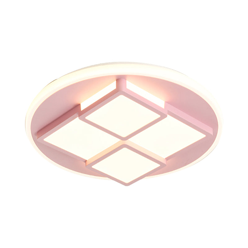 Square Acrylic Flush Ceiling Light Nordic Pink/White LED Flush Mount Lighting for Bedroom Clearhalo 'Ceiling Lights' 'Close To Ceiling Lights' 'Close to ceiling' 'Flush mount' Lighting' 1649614