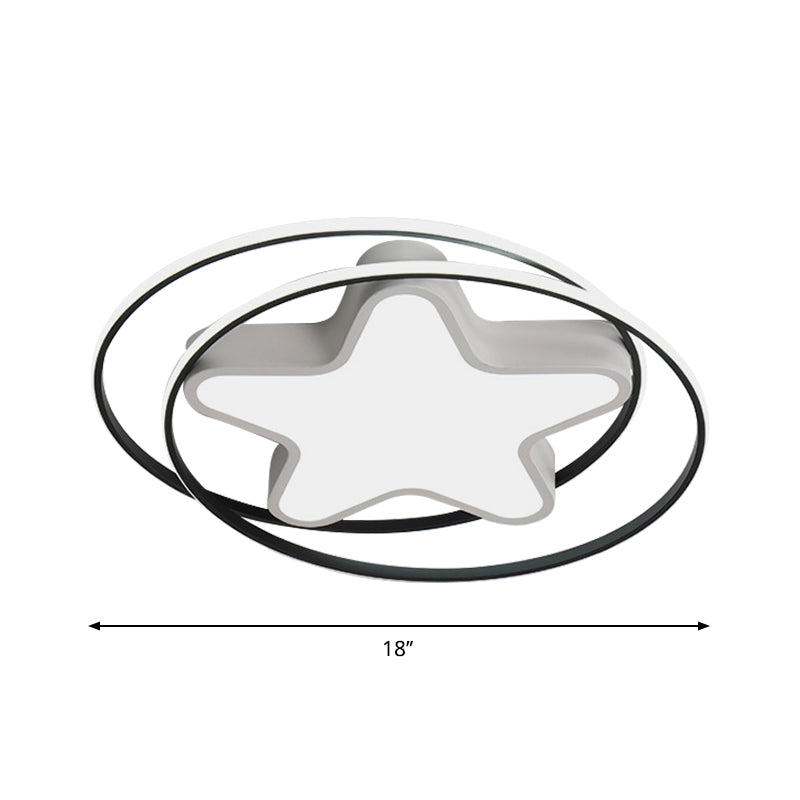 Acrylic Star Flush Ceiling Light Modern LED White Flush Mount Fixture with Ring in Warm/White Light Clearhalo 'Ceiling Lights' 'Close To Ceiling Lights' 'Close to ceiling' 'Flush mount' Lighting' 1649977