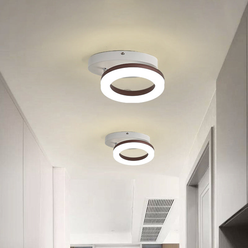8.5"/11.5" Wide Metal Ring Ceiling Flush Mount Contemporary White LED Semi Flush Light in Warm/White Light Clearhalo 'Ceiling Lights' 'Close To Ceiling Lights' 'Close to ceiling' 'Semi-flushmount' Lighting' 1650136