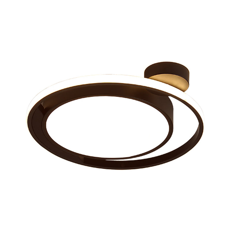 Acrylic Drum and Ring Ceiling Flush Modernist Black/White LED Flush Mount Lighting in Warm/White Light, 18"/21.5" Width Clearhalo 'Ceiling Lights' 'Close To Ceiling Lights' 'Close to ceiling' 'Flush mount' Lighting' 1650733