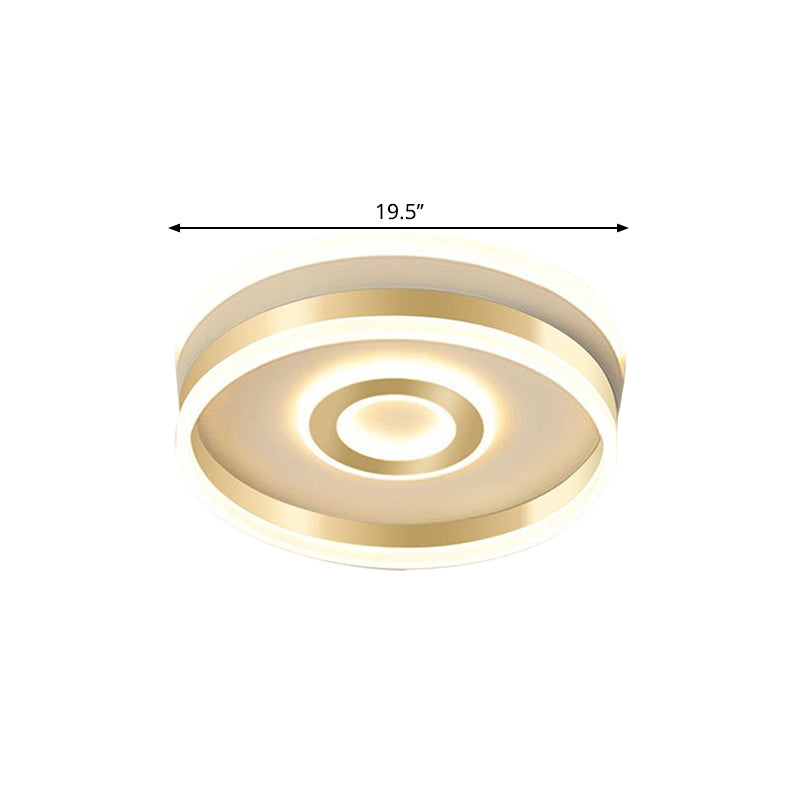 Metallic Hoop Shape Flush Mount Lamp Simplicity LED Gold Ceiling Lighting in Warm/White Light, 16"/19.5" Wide Clearhalo 'Ceiling Lights' 'Close To Ceiling Lights' 'Close to ceiling' 'Flush mount' Lighting' 1650744